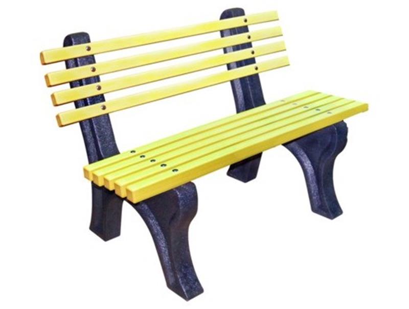 Technical render of a Recycled Bench With Back (1200mm)